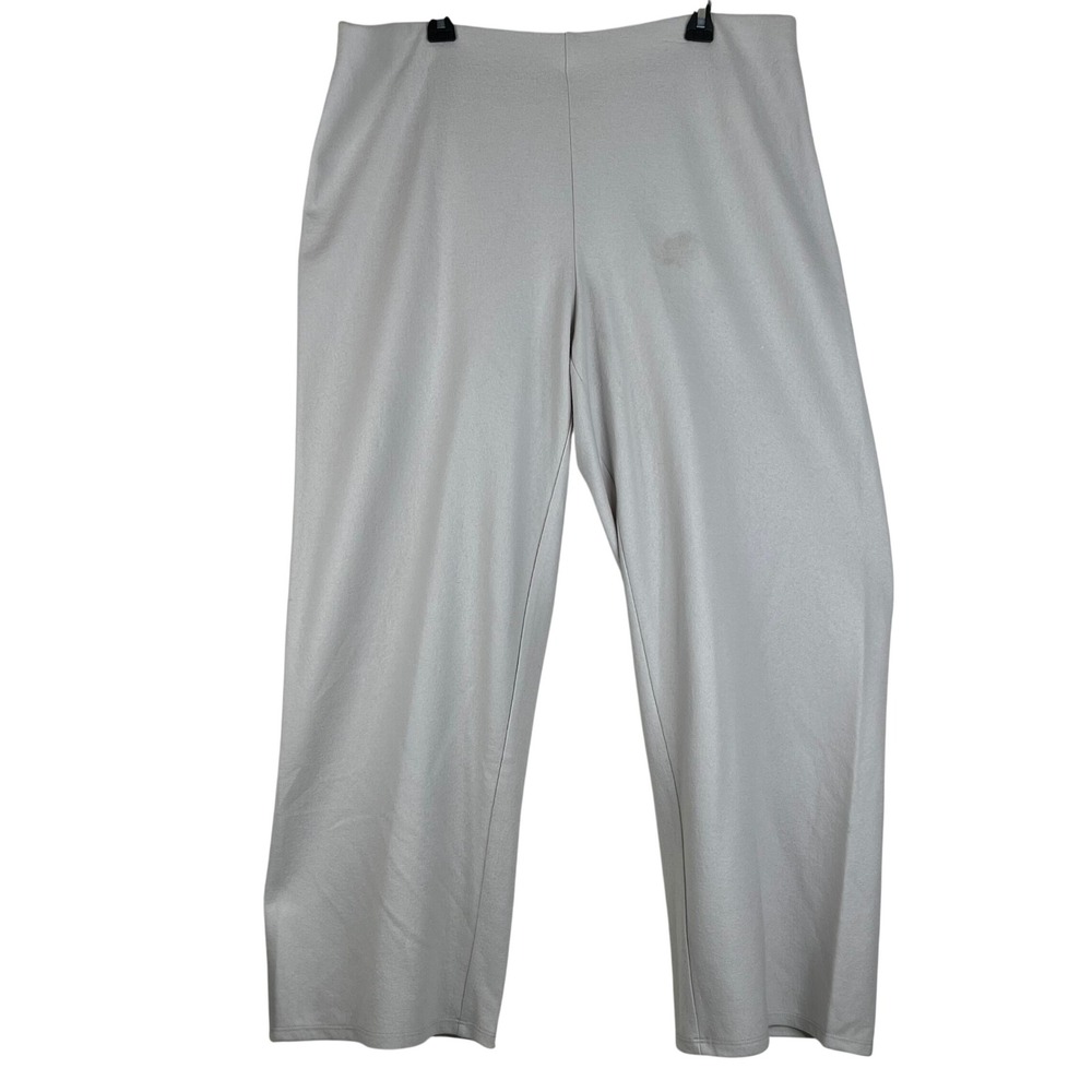 Eileen Fisher Wool Wide Leg Pants Womens XL Gray Side Zip High Rise Trousers